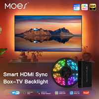 MOES Wifi Smart Ambient Lighting TV Backlight HDMI 2.0 Device Sync Box Led Strip Lights Kit Alexa Voice Google Assistant Control