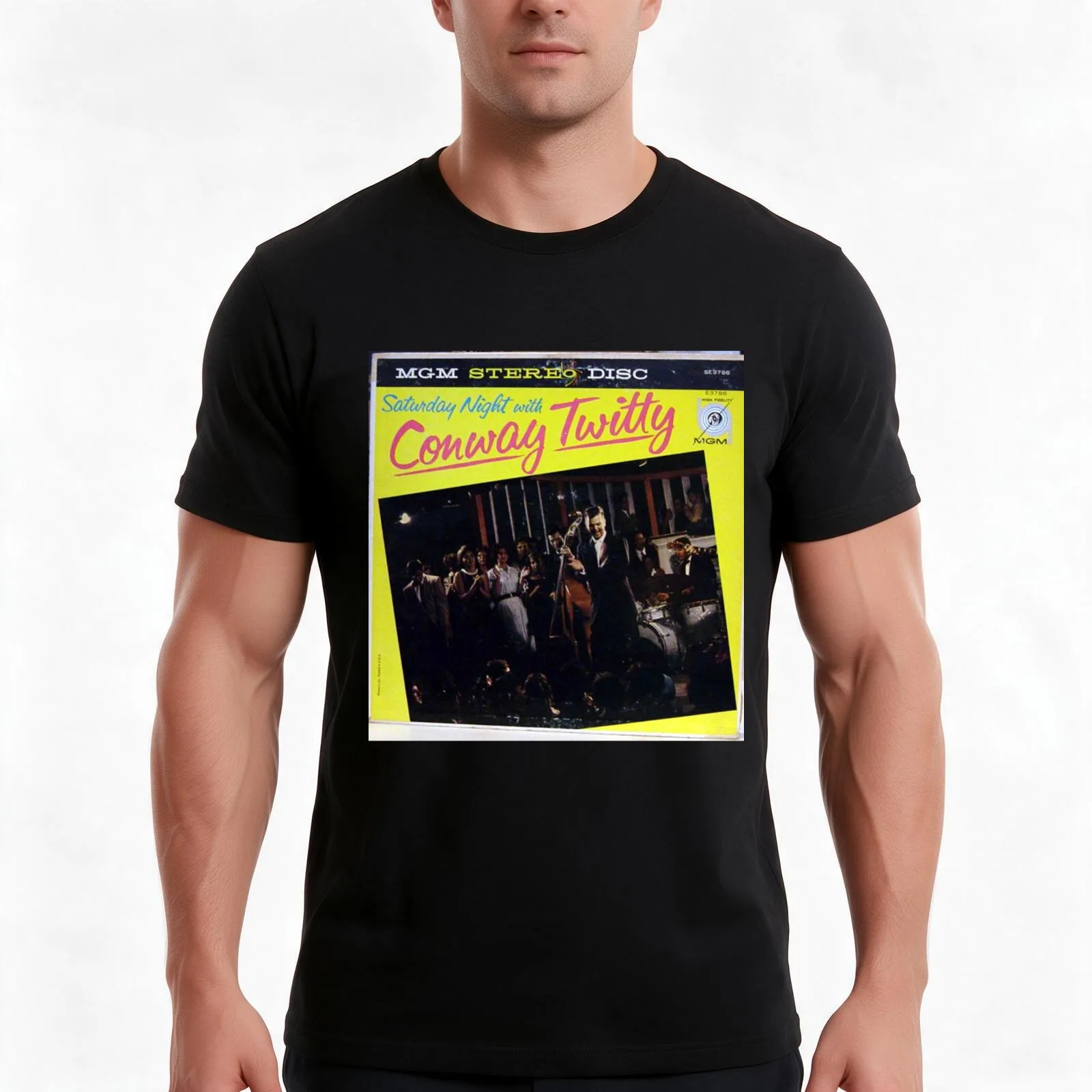 Saturday Night With Conway Twitty, 1950's Hillbilly Rockabilly lp T-Shirt, Summer Casual Cotton Tee, Oversized Streetwear Tops