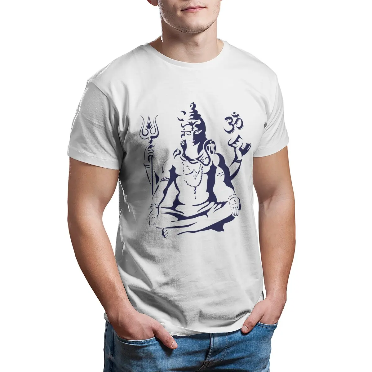 Lord Shiva Maha Mrityunjay hindu god T-Shirts for Men  Hipster Pure Cotton Tee Shirt  T Shirt Summer Clothing