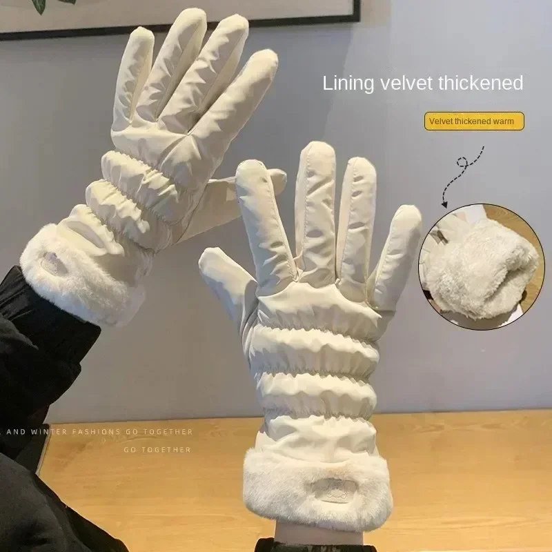 2024 lindos guantes acolchados guantes de osito mujeres invierno polar grueso cálido ciclismo montañismo esquí guantes de algodón de felpa