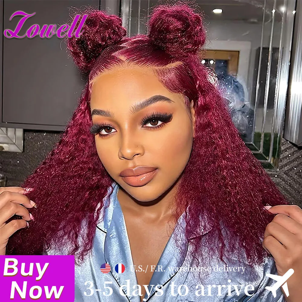 

99J Human Hair Wig Water Wave Wig Pre-Plucked 13x4 Lace Front Brazilian Deep Wave Wig Wine Red Curly Human Hair Wigs For Women