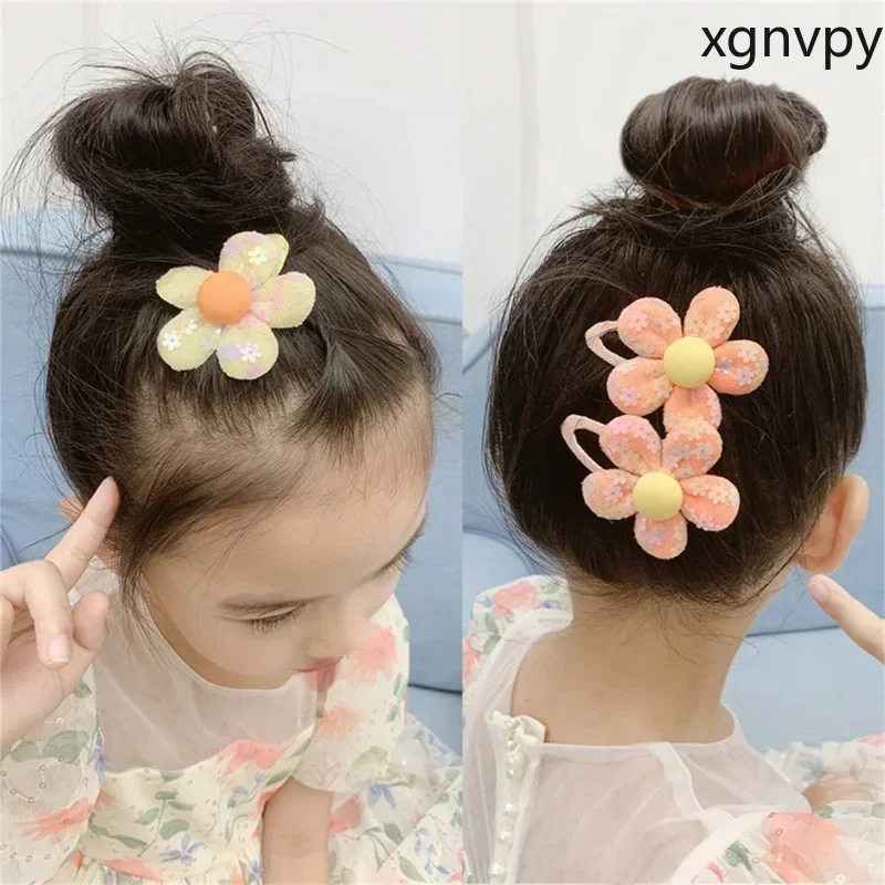 Xgnvpy New Children's HairSequin Flower Cute Hair Clip Summer Girls Bb  Side Clip Little Girls Hair Accessories