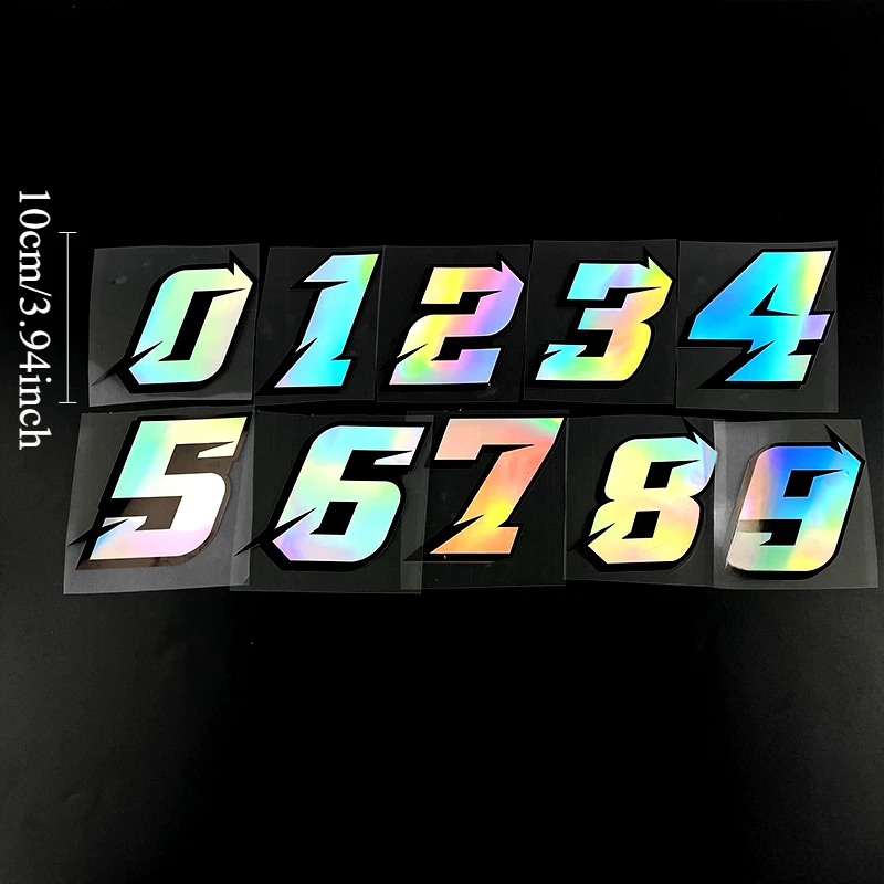1PC 0123456789 Laser Number Motorcycle Stickers Motorbike Fuel Tank Side Panels Scooter Helmet Moto Fashion Vinyl Decals Decor image 3