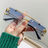 Cycling A Pair of PC Wind Leopard Head Hollow Temple Sunglasses Personality Hip-hop Street Sunglasses Online Celebrity Live Doub