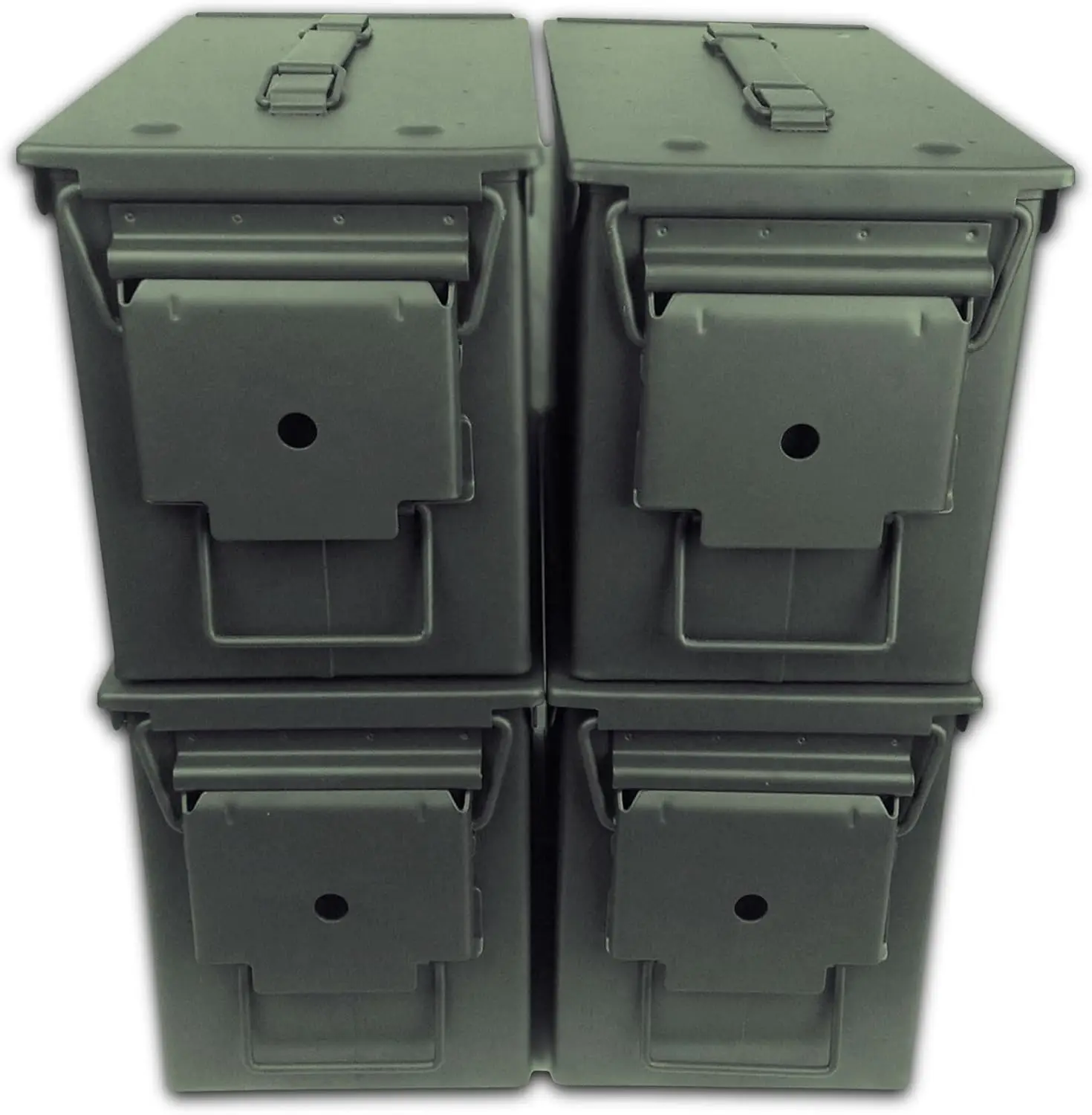 

Waterproof Metal Ammo Storage Box, 4-Pack Olive Drab Green, Carbon Steel for Tools and Ammunition