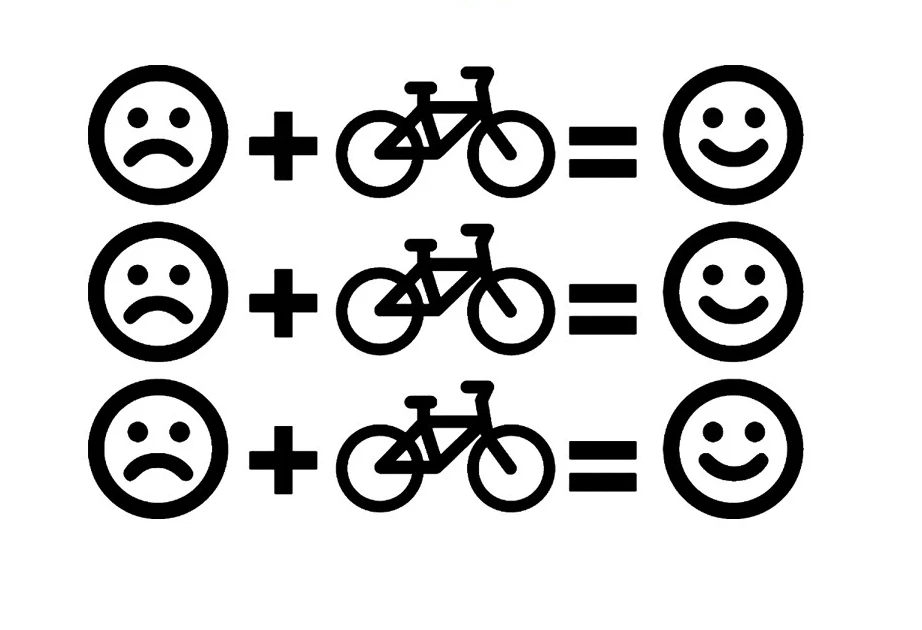 Trauriges Gesicht Fahrrad Glückliches Gesicht Mathematikformel Vinyl-Aufkleber Wasserdichte Aufkleber für Fahrradrahmen Laptop-Dekoration