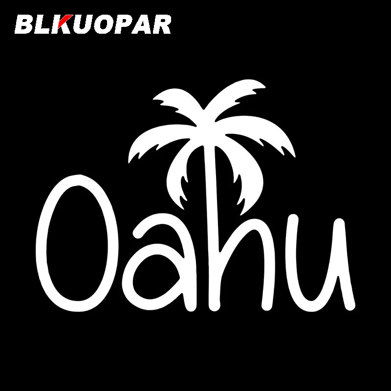 BLKUOPAR Oahu نص صورة ظلية سيارة ملصق الرسومات شخصية ملصق مائي الزجاج الأمامي محمول جذع ركوب الأمواج باب السيارة حامي