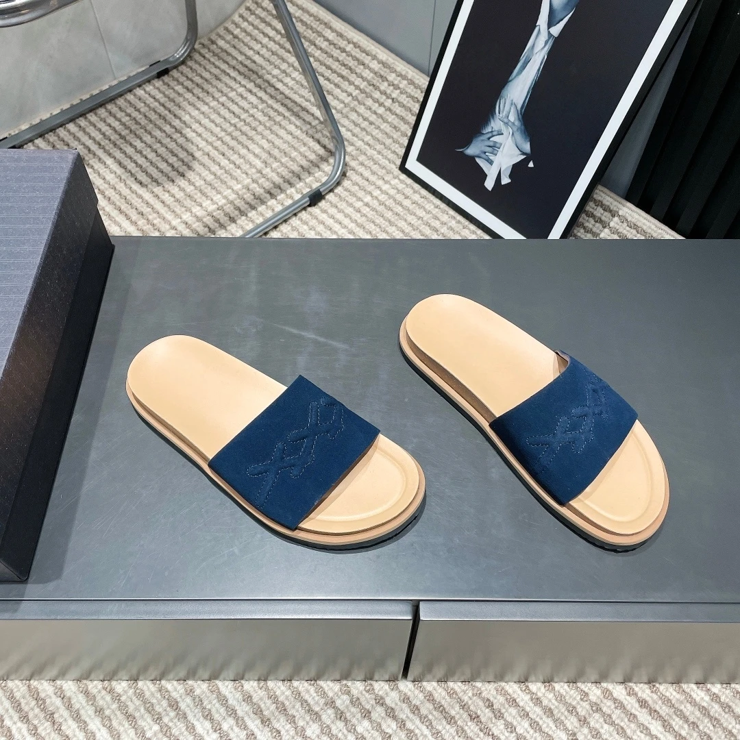 

Luxury Brand Men's Shoes Handmade Leather Slippers Suede Beach Garden Casual Shoes Fashion House Slippers Sandals Holiday Gifts