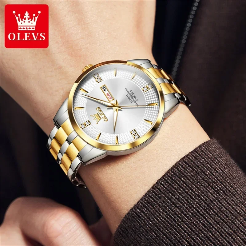 Olevs 9917 New quartz men's watch fashion business dual calendar waterproof watch luxury men quartz watch