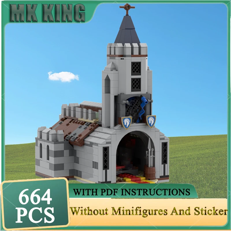 

Moc Building Blocks Medieval Chapel Castle Model Technology Brick DIY Assembly Construction City Street View Toy Holiday Gifts