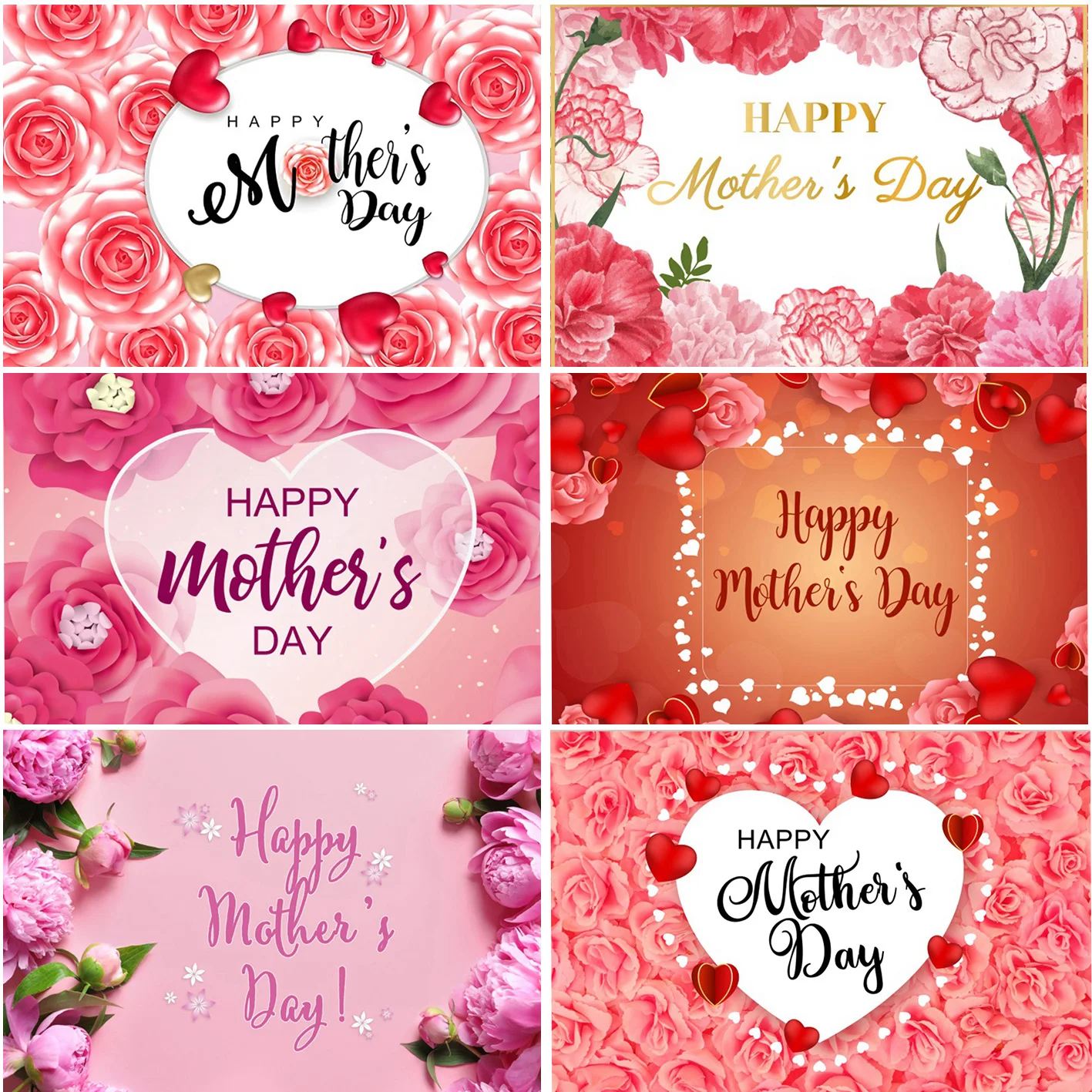 

Happy Mother's Day Backdrops For Photography Women's Day Floral Flowers Backgrounds Party Decoration Photo Studio Props