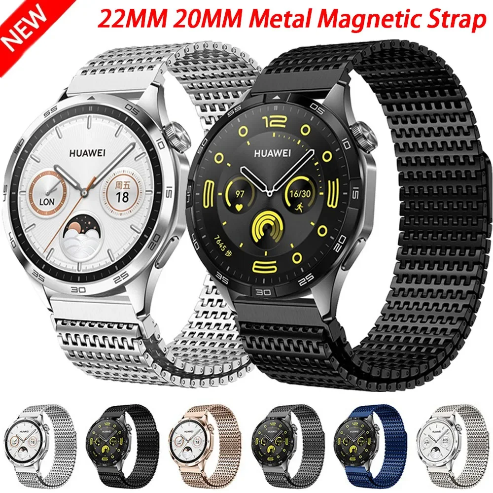 Magnetic Steel Strap for Huawei Watch 46mm/GT5 Pro GT5 4 3 2 2e Bracelet Loop 22mm 20mm Band  for Samsung Galaxy Watch 3 4 5 6 7