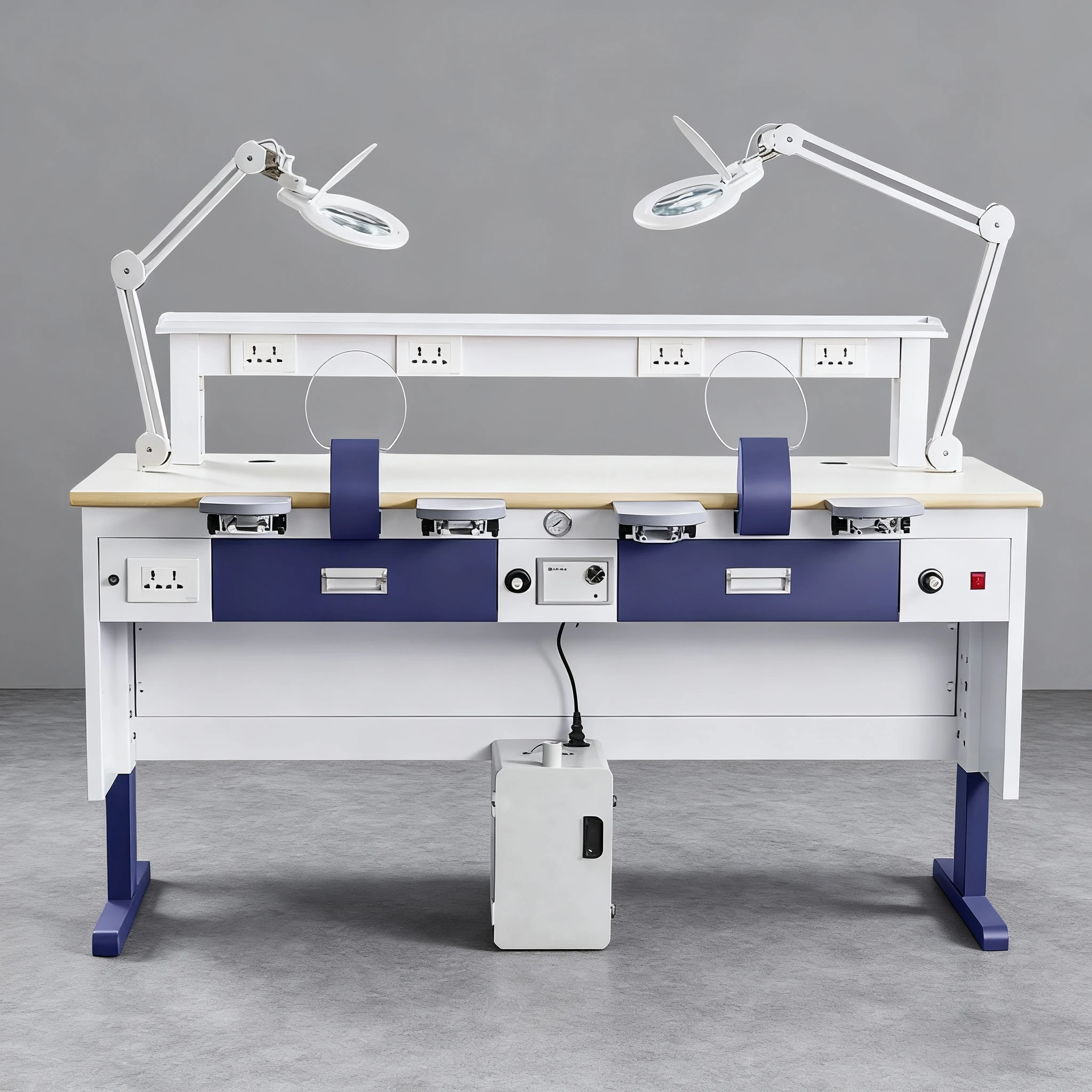 Fireproof Work Bench For Dental Laboratory 2 Person Station Cold Rolled Steel Sturdy Dental Table