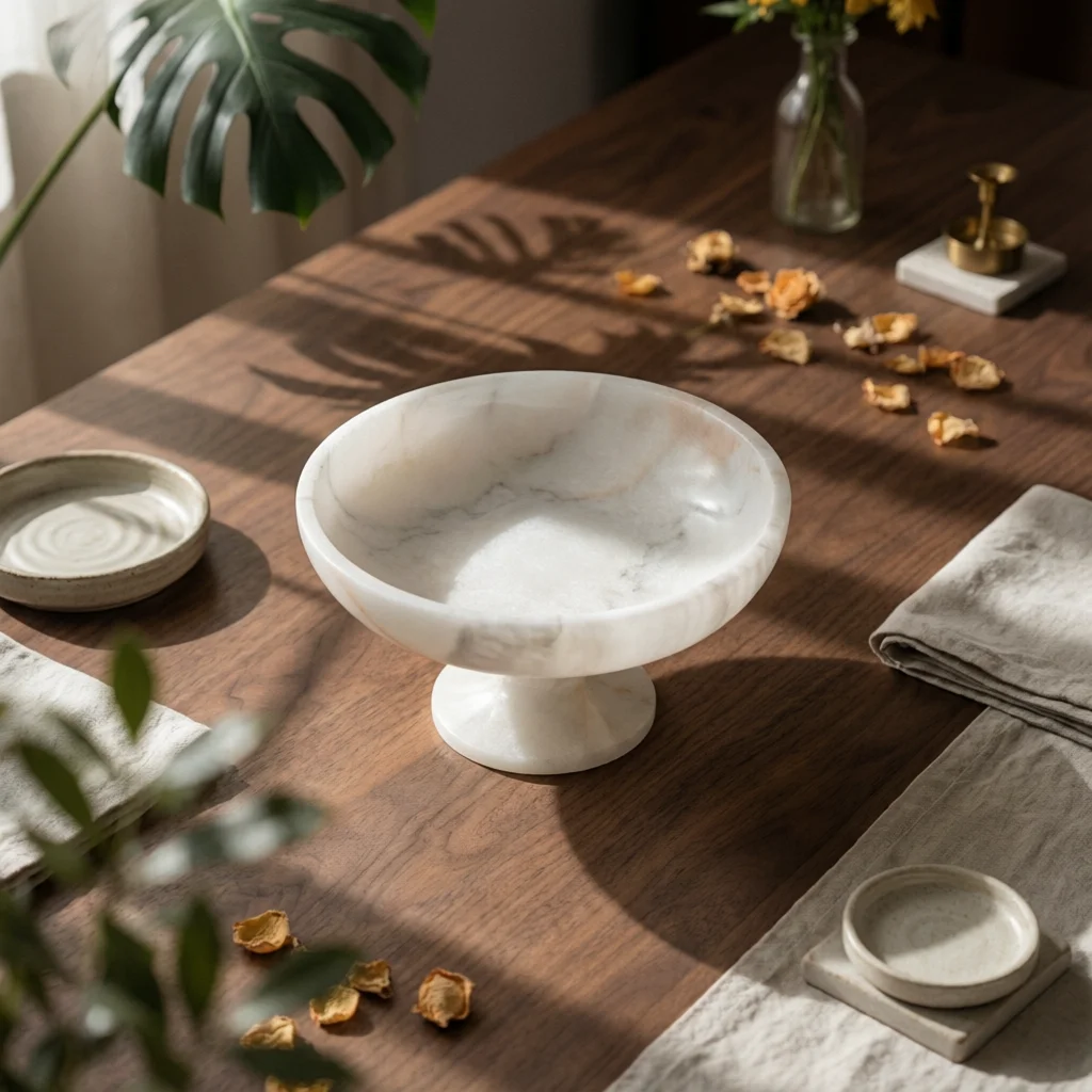 Jade Fruit Tray Translucent Stone Decorative Bowl Tabletop Display Tray Carved Natural for Home Decor, Centerpiece