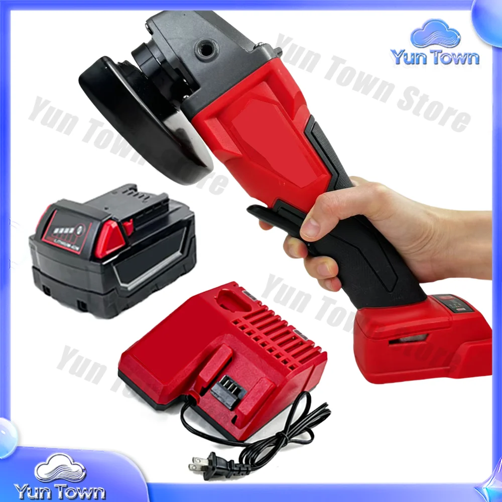 for Red Industrial Grade Angle Grinder Set for 18V 50Ah Battery Brushless Cordless Angle Grinder 5 Inch M14 Power Tool Angle