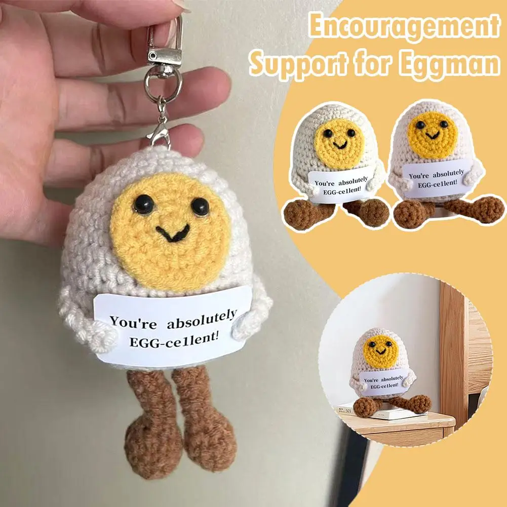 Divertido muñeco de huevo de energía positiva de ganchillo, decoración para la habitación del hogar, tarjeta de regalo de Navidad con adorno Artificial de escritorio de oficina N0J9