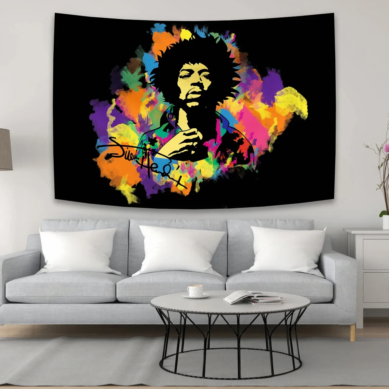 Famous Guitarist Jimi Hendrixs Tapestry Flag Hippie Polyester Decorative Wall Art For Music Lovers Room Decor Aesthetic Macrame