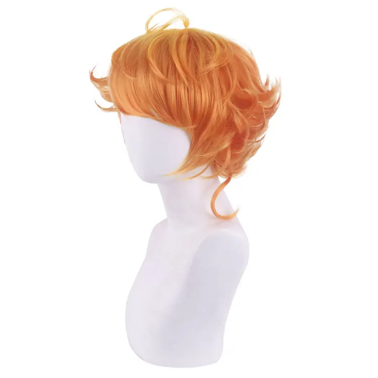 الاصطناعية قصيرة برتقالي أصفر شعر مستعار تأثيري حلي حفلة رقيق الطبقات الشعر مقاومة للحرارة النساء أنيمي لعب الأدوار