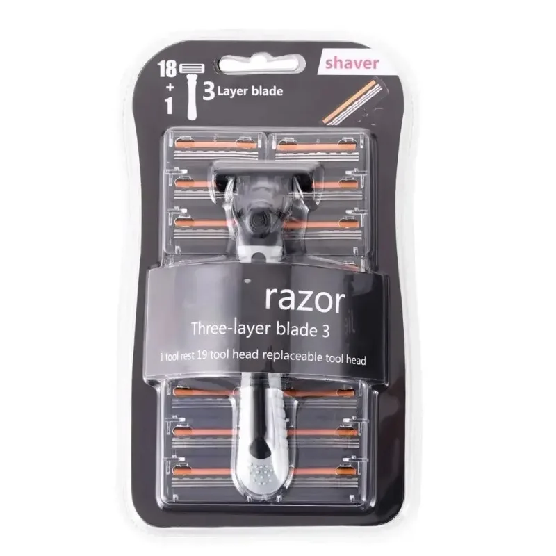Triple Blade Razor with Stand - 19 Disposable Heads Washable Scratch Resistant Durable Sharp Portable Design for Personal Use