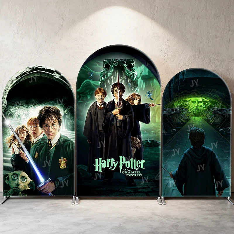

Фон для фотосессии в стиле Гарри Поттера: Арка с изображением Тайной комнаты, волшебная сцена для детского дня рождения, фотозона для малышей