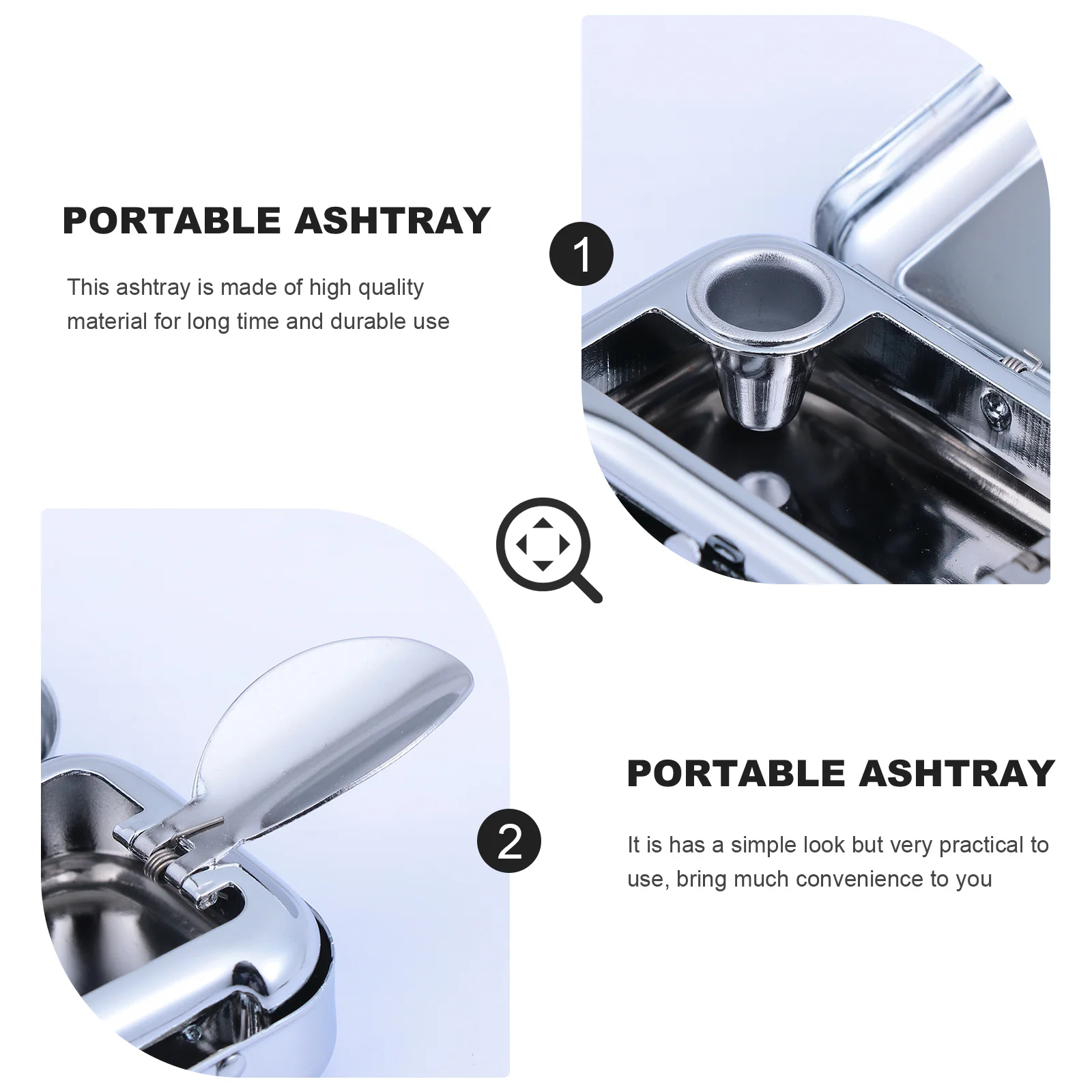 

Outdoor Ashtray Stainless Steel Ash Container For Home Office Portable Metal Cigarette Holder Indoor Decorative Ash Tray