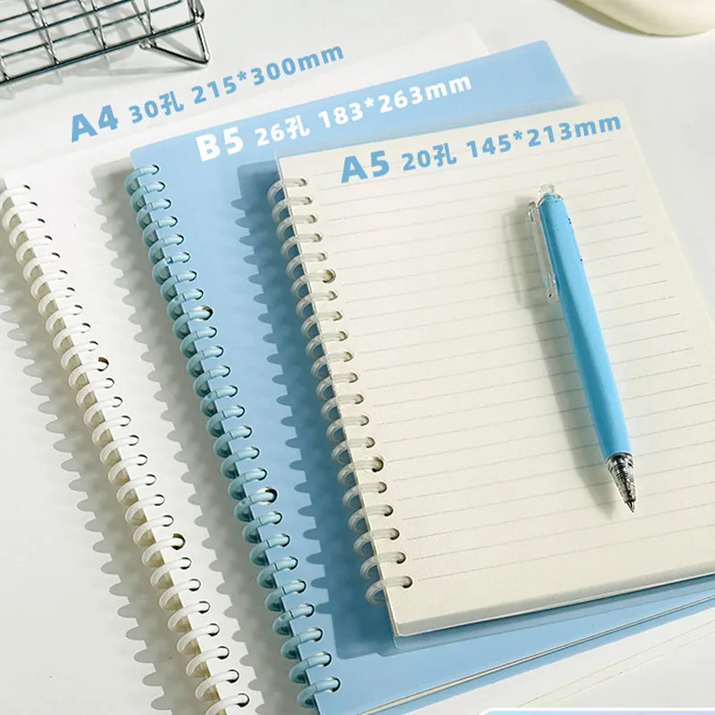 A4/A5/B5 Removable Spiral Notebook 60 Sheets Macaron Loose Leaf Binder Refillable Journal for Students