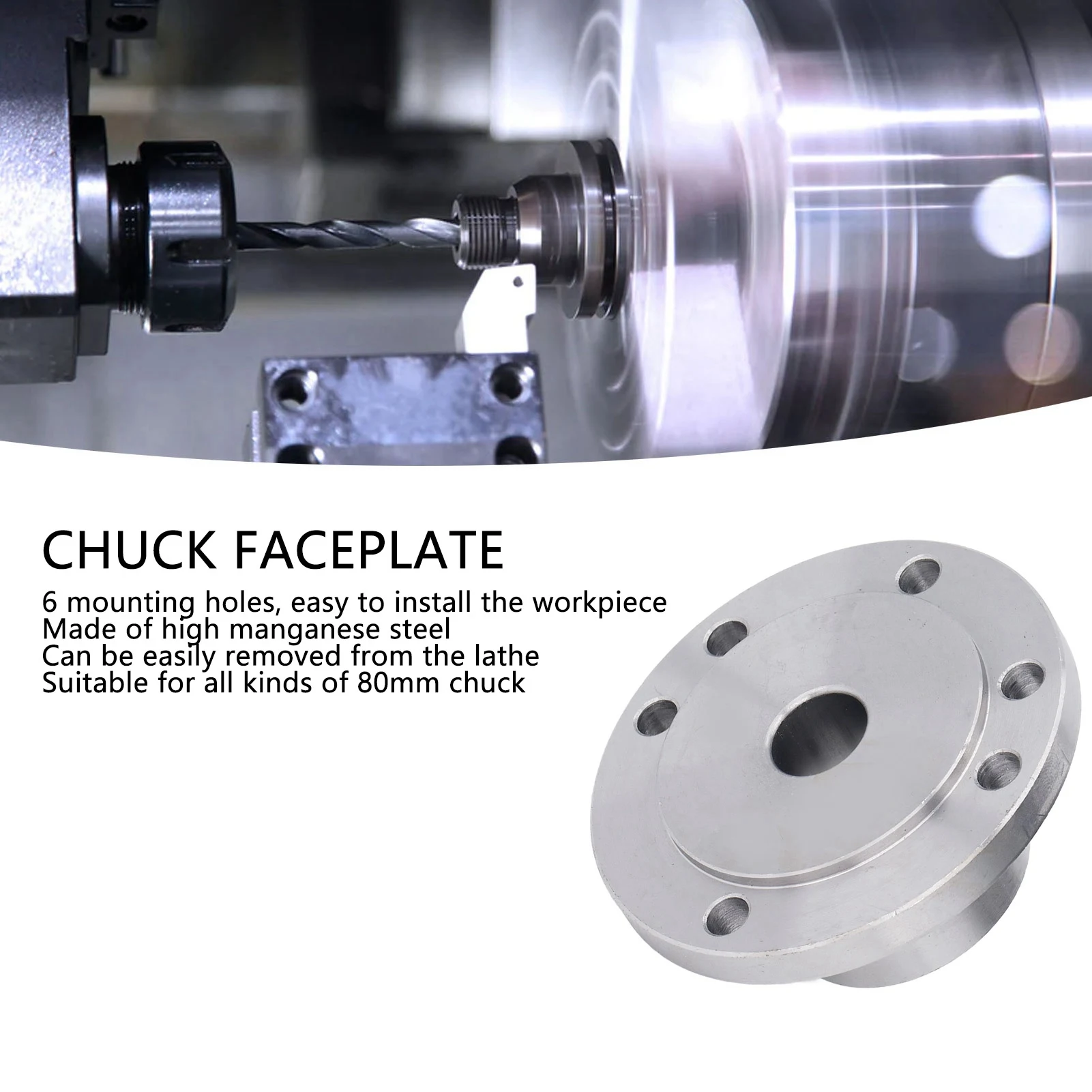 

Lathe Faceplate High Manganese Steel Wear Resistant 6 Mounting Hole Chuck Faceplate for K11 80 Metal Flange Coupling Lathe Parts