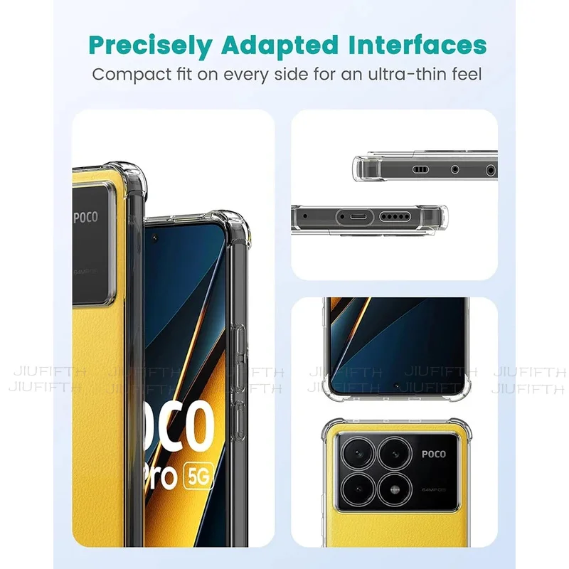 For Xiaomi Little POCO X6 Case X 6 5 X5 X4 X3 M6 M4 M3 F5 F4 Pro 4G 5G GT Shockproof Silicone Soft Clear Transparent Back Cover
