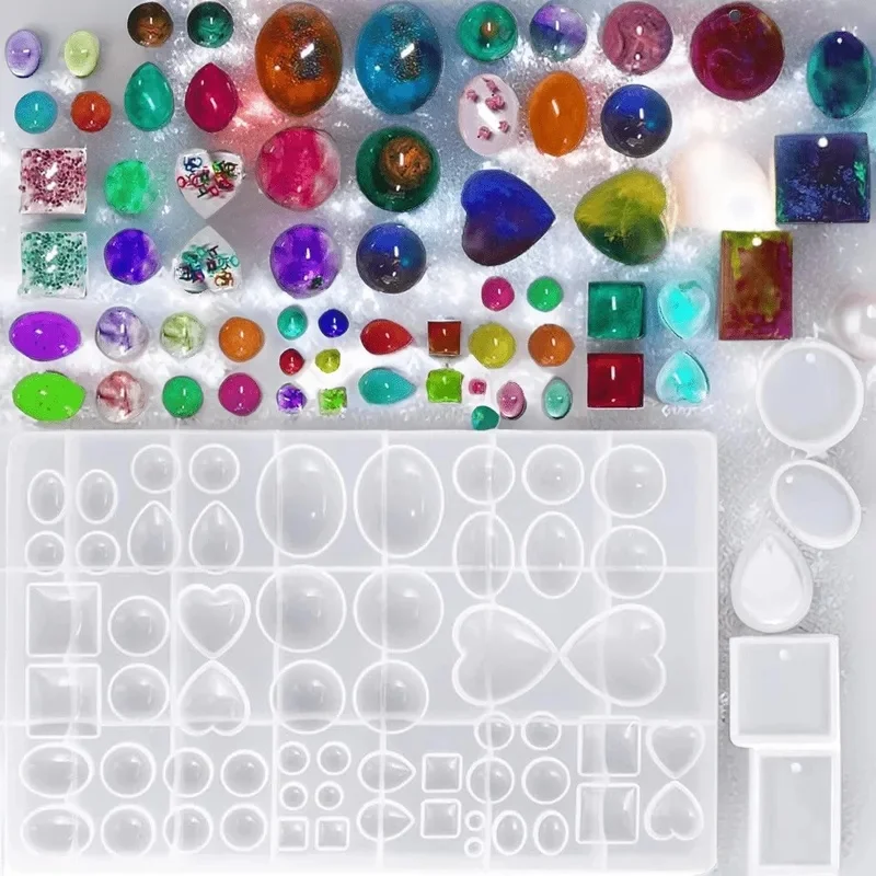 1Pc Round Oval Heart Shaped Mirror Resin Mold, DIY Jewelry Making Mold for Decorative Craft