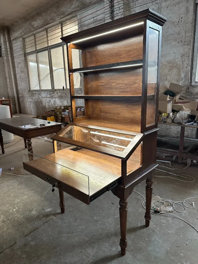 Simple and atmospheric retro antique jade ceramic cultural play display cabinet European style