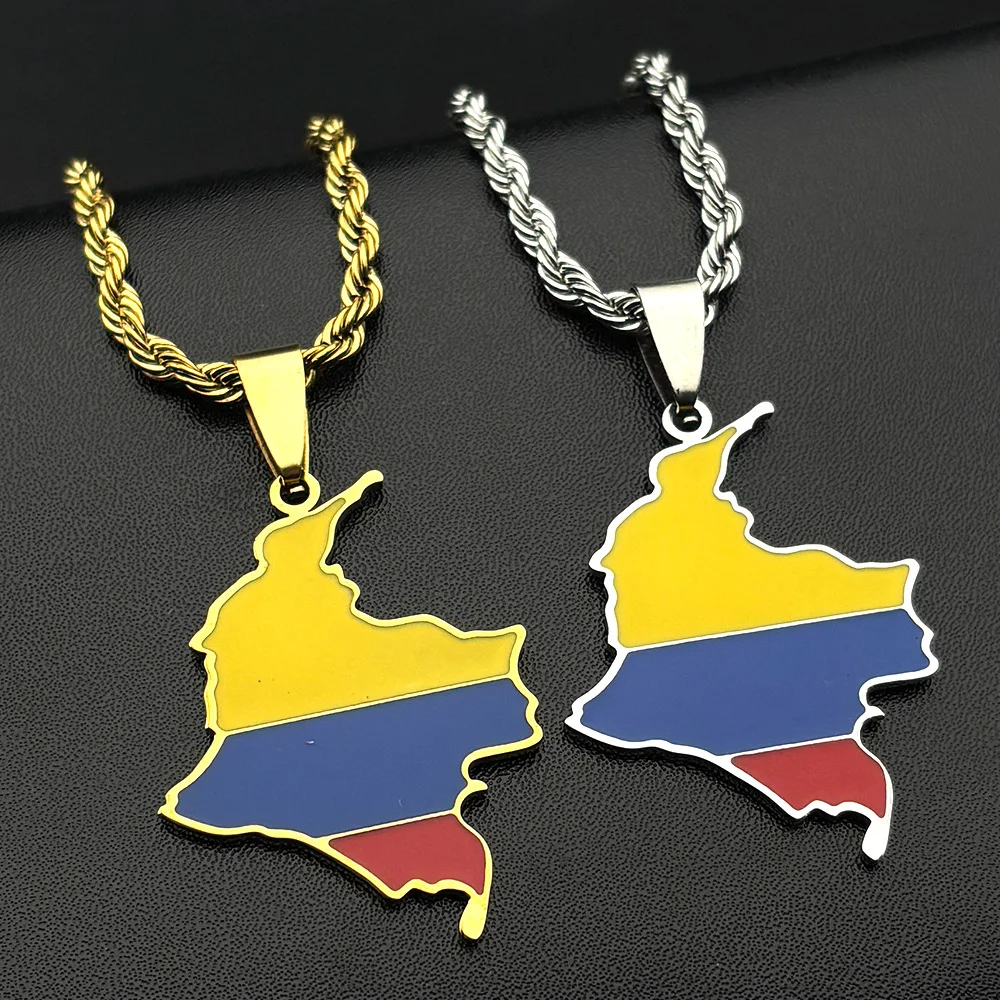 New trendy stainless steel retro oil-drop Colombian pendant necklace, featuring ethnic style and versatile for all occasions. It