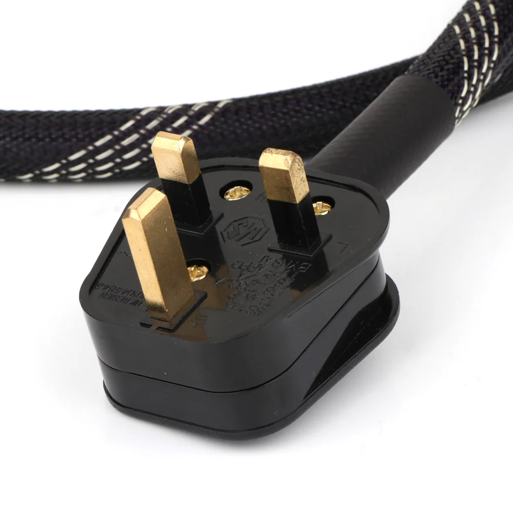 Câble d'alimentation plaqué argent D504, câble d'alimentation britannique avec bouteilles 15A IEC, extrémité HIFI, câble d'alimentation britannique