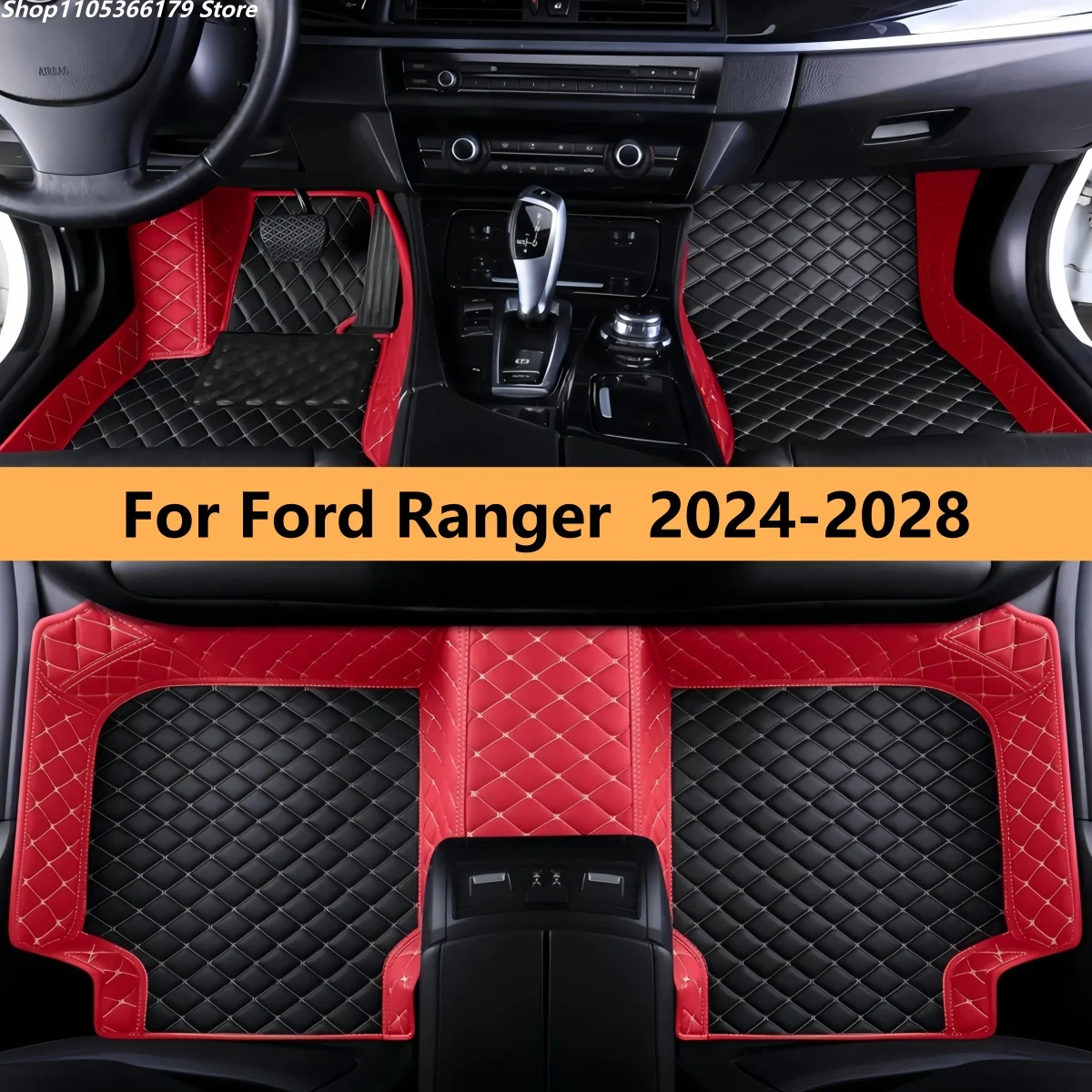 

4 Doors Pickup Car Floor Mat For Ford Ranger 2024 2025 2026 2027 2028 Auto Leather Front Rear Row Full Set Carpet Pads Foot Mat
