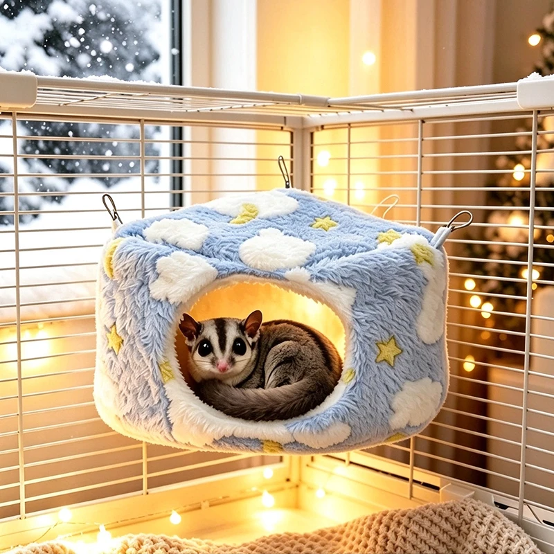 Hamster Triangle Hammock Hanging Sugar Glider Warm Bed House Small Animals Hideout for Gerbil Young Rat Mouse Squirrels
