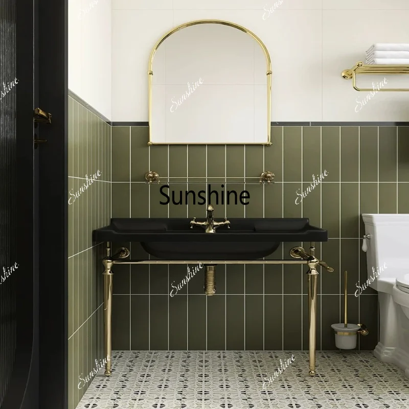 French retro wash basin bathroom gold copper bracket floor type