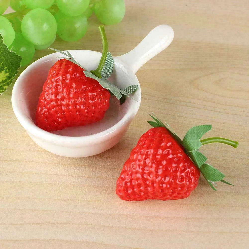 20Pcs Kunstmatige Aardbei Diy Kunstmatige Fruit Simulatie Plastic Nep Fruit Party Prop Ornament Thuis Bruiloft Decoratie