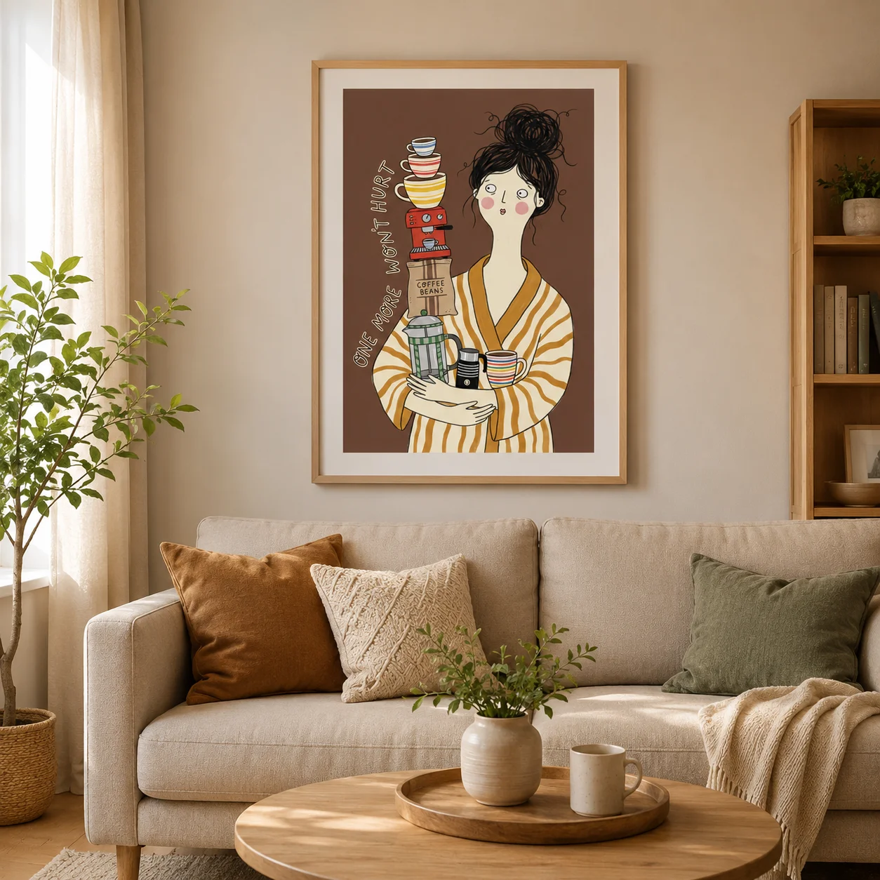 Caffeine Addiction Poster,Canvas Wall Print,Modern Art Illustration,High‑Grade Home Decoration Artwork for Bedroom,Living Room
