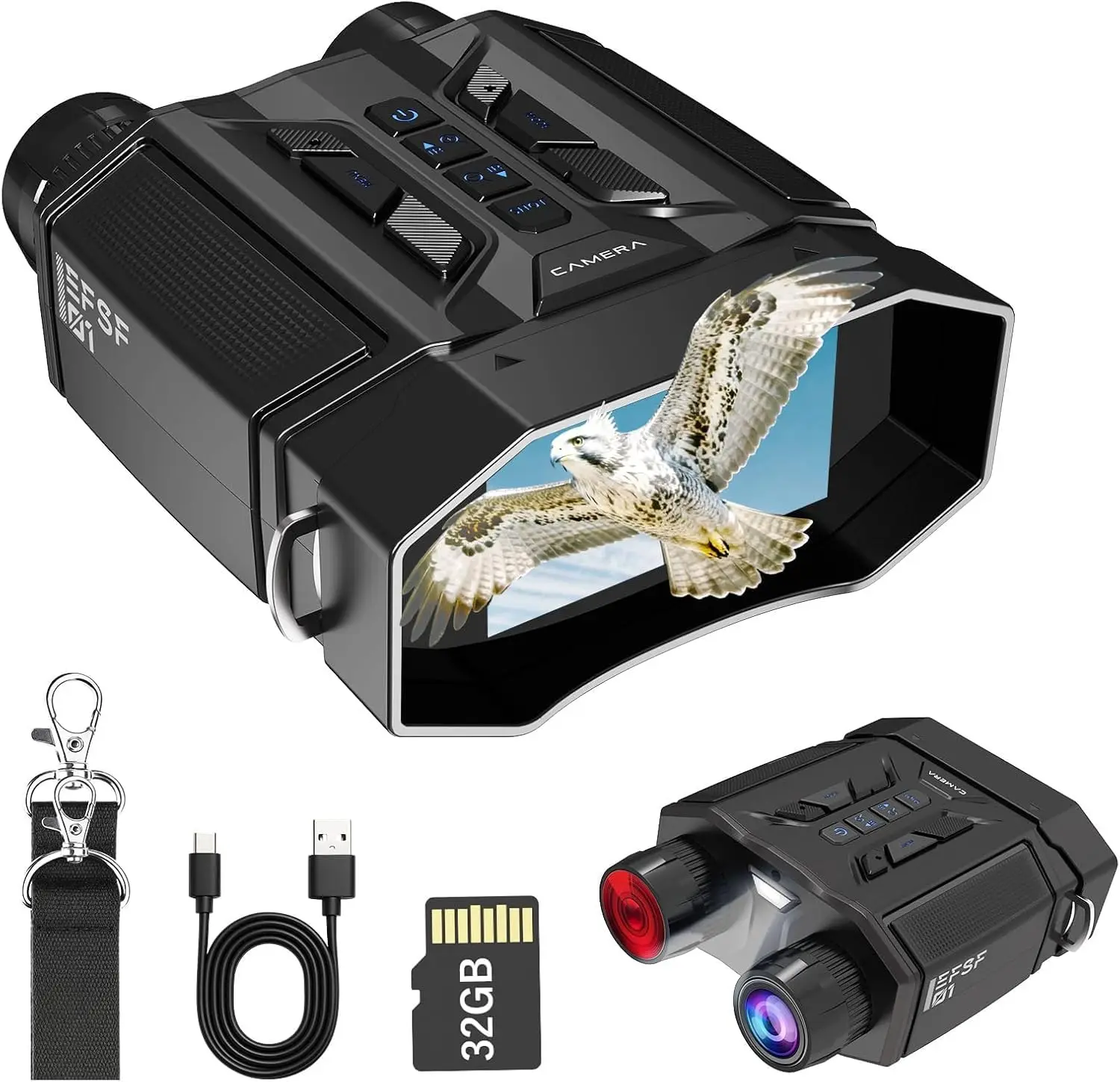 

Night Vision Binoculars 4000mAh Battery 32GB Card, 3" Screen Digital Scope for Adults Camping Hunting