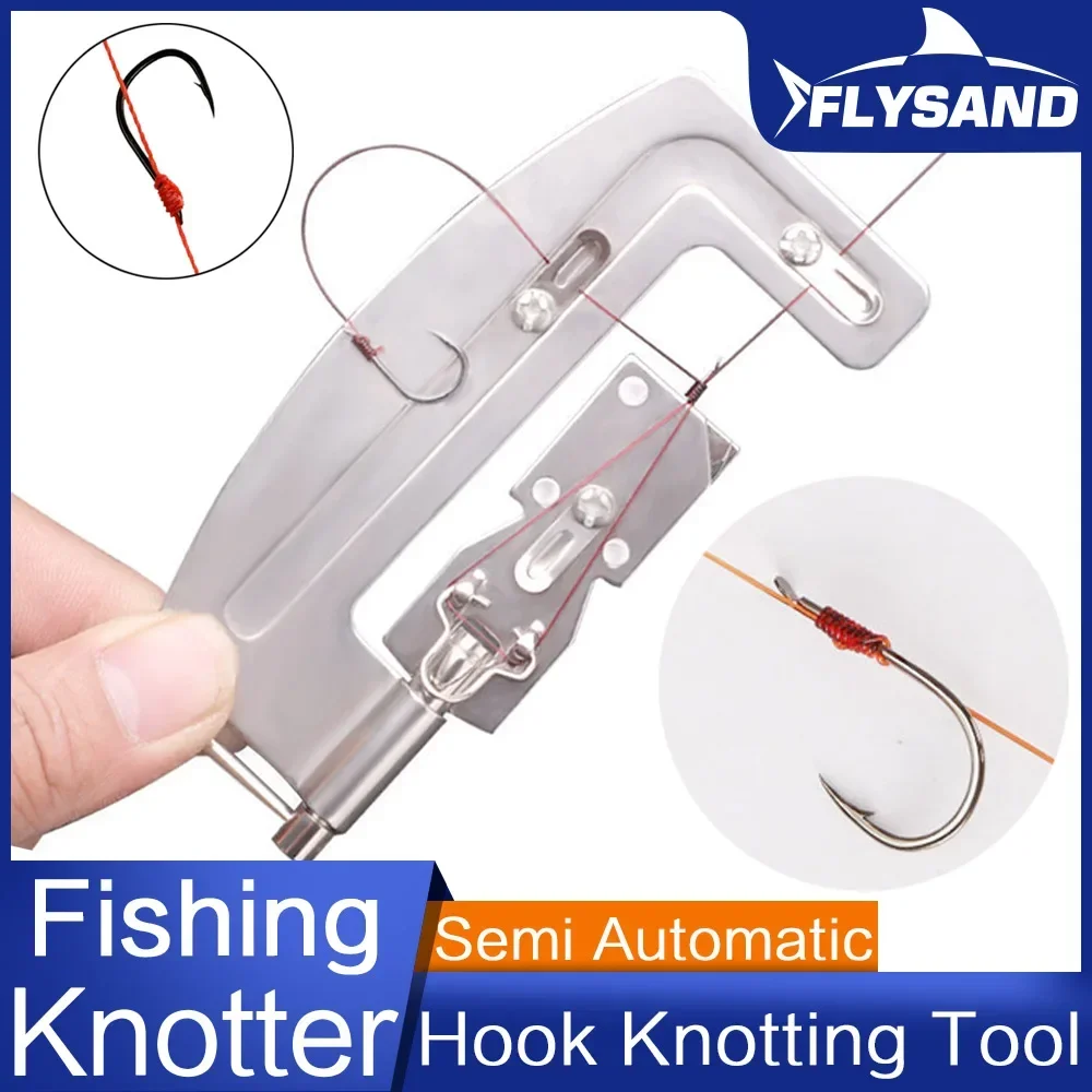 FLYSAND Semi Automatic Fishing Hook Tier Machine Portable Stainless Steel Fish Line Knotter for Easy Binding