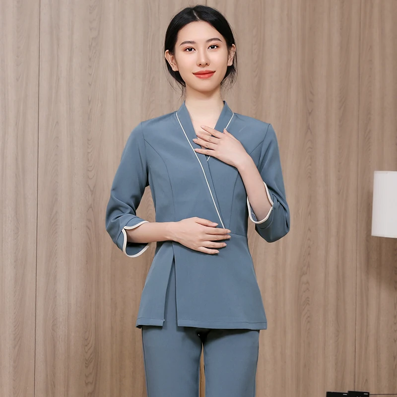 

Customized Beauty Salon Overalls Women's Autumn And Winter New Health Salon Sauna Work Uniform