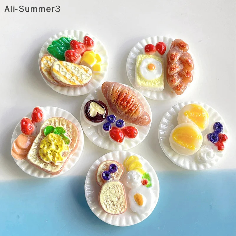 6pcs/Set Doll House Scene Ornaments DIY Miniature Landscape Fairy Garden Decors Accessories Dollhouse Mini Dim Sum Platter