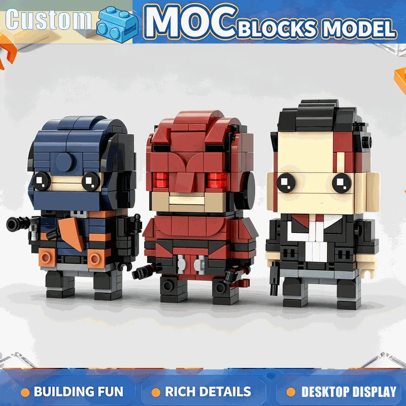 571 Pcs Three Stylized Masked Character Building Blocks Model Diy Assembly Set Creative Figure Display Collection Festival Gift