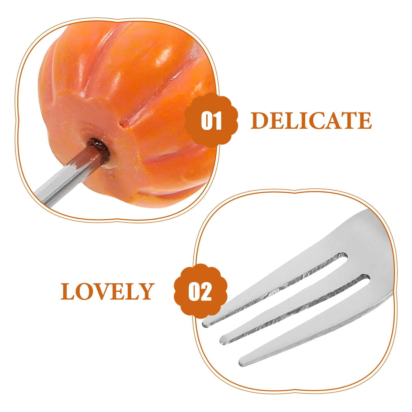

1 set 1 Set Stainless Steel Pumpkin Spoon Fork Kitchen Utensil Dessert Cake Fruit Tool Multi Function Appetizer Eating Cutlery