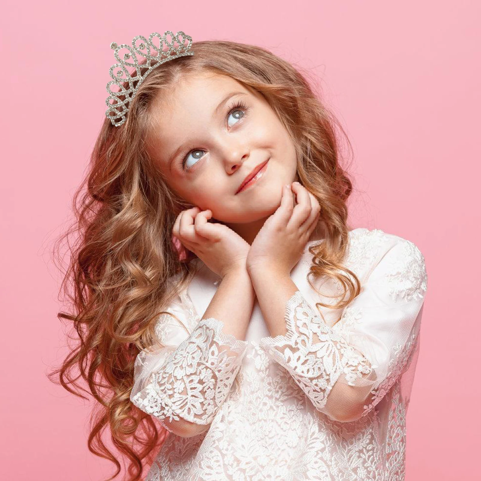 

Kids Crown Rhinestone Hair Clip Alloy Bridal Tiara Heart Shape Princess Hair Accessories for Girls Birthday Wedding Headwear