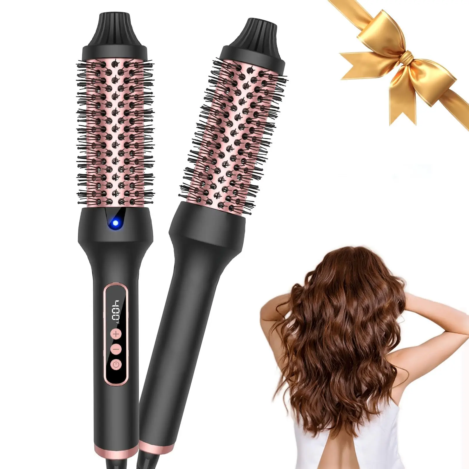 

Thermal Brush Curling Iron 9 Temps Heated Round Brush Thermal Round Brush with LCD Display Hair Curler Hair Styling Tools