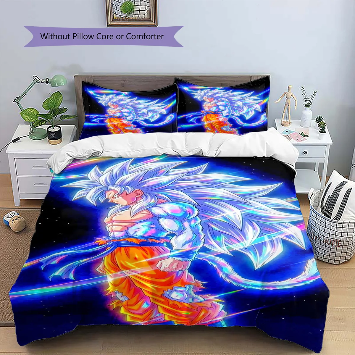 Goku Patterned Pillowcase & Duvet Cover Set Decor Bedding Featured with Anime Theme Thoughtful Gift for Fans.-TING