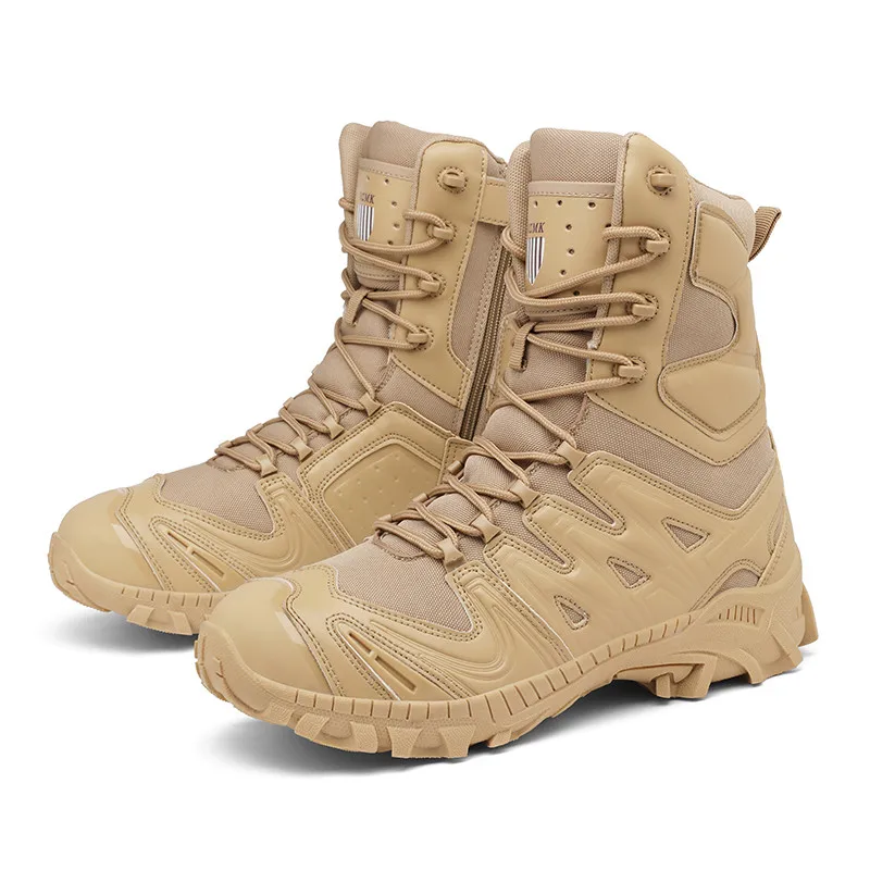 

Outdoor Desert Boots Men Breathable High Top Field Hunting Boots Men Fashion Beige Zip Men's Hiking Shoes zapatillas de hombre