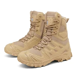 Outdoor Desert Boots Men Breathable High Top Field Hunting Boots Men Fashion Beige Zip Męskie buty turystyczne zapatillas de hombre