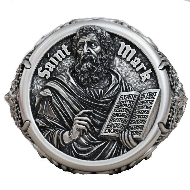 

18g St. Mark's Lion Signet Solid silver Rings features Venice's winged lion with Baroque scrollwork 925 SOLID STERLING SILVER