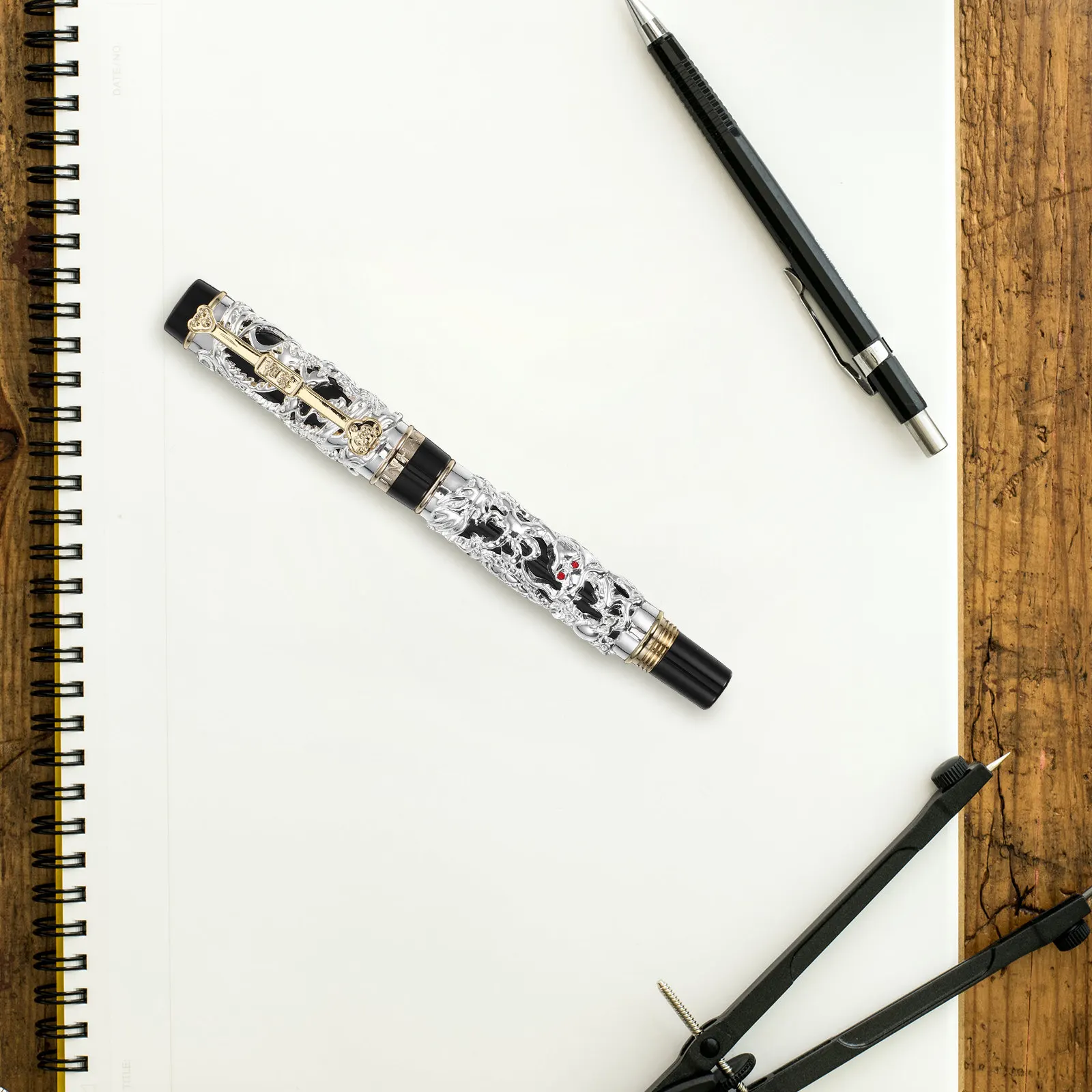 zinc-alloy-chinese-dragon-phoenix-fountain-pen-vintage-elegant-design-smooth-ink-flow-portable-lightweight-for-calligraphy